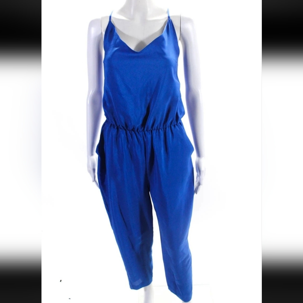 Hutch Womens V-Neck  Sleeveless Tapered Jumpsuit Blue Size M
